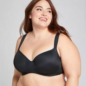 Cacique Black Full Coverage Smooth Lightly Lined Balconette Bra Size 44DD